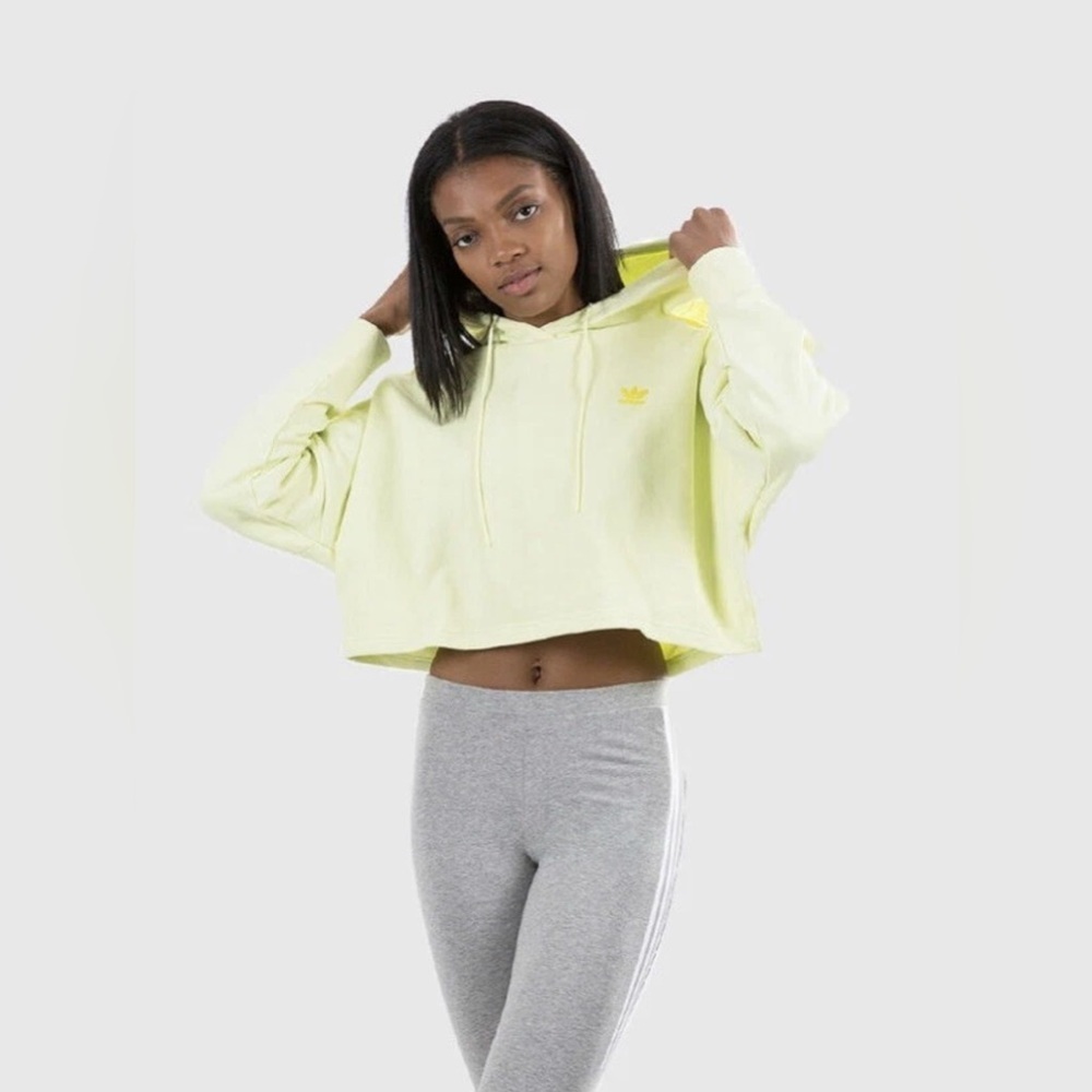 adidas Light Yellow Cropped Hoodie